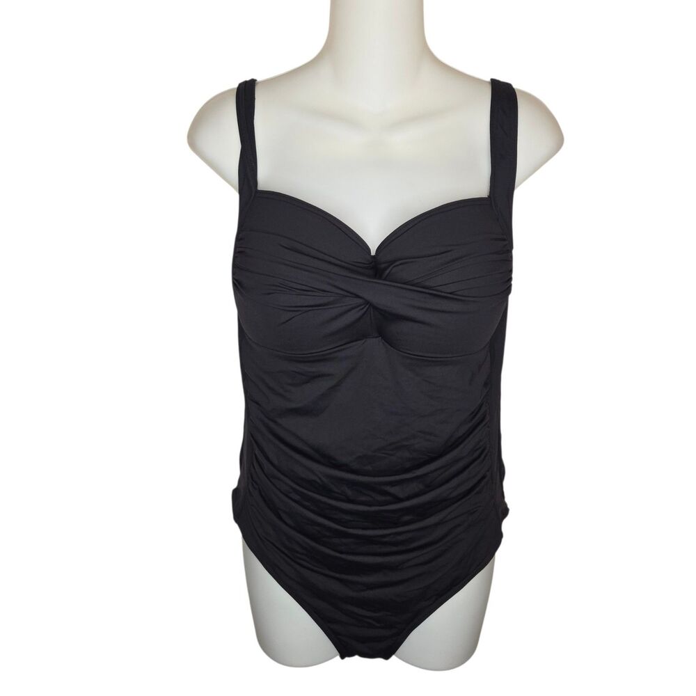 Sea Level Australia Essentials Cross Front One Piece Swimsuit Black US 12
